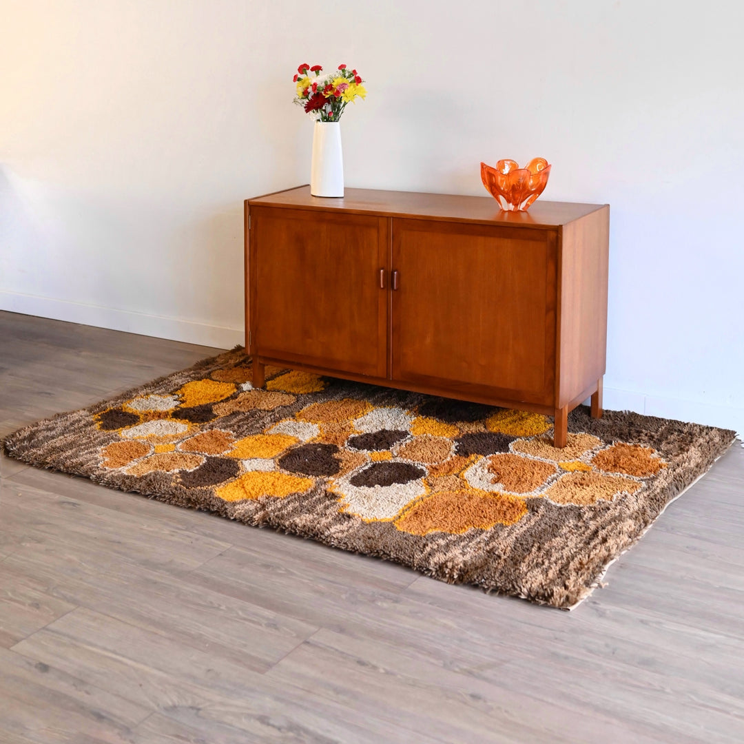 Retro 1970s German Shag Patterned Rug
