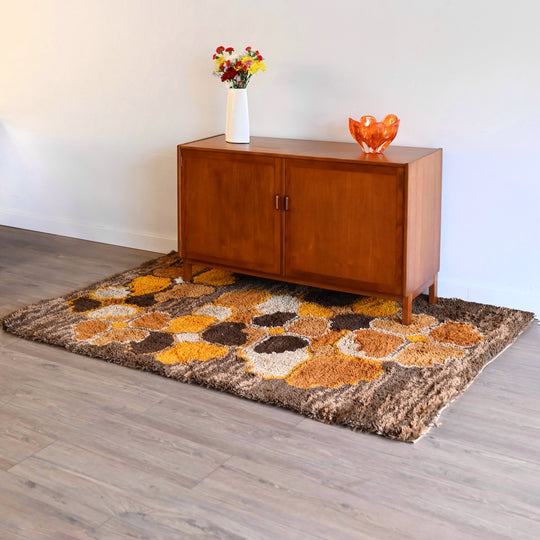 Retro 1970s German Shag Patterned Rug