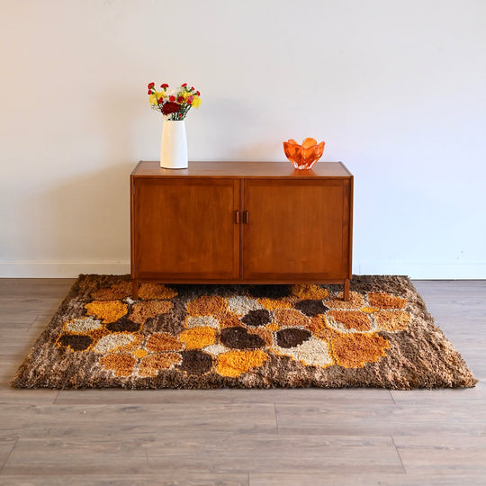 Retro 1970s German Shag Patterned Rug