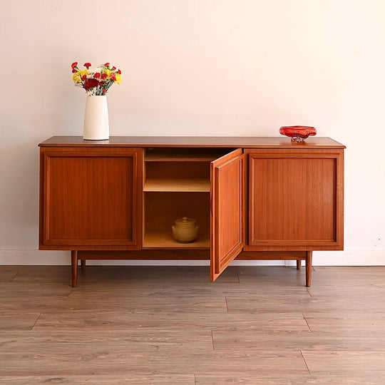 Mid Century Teak Sideboard Buffet Credenza by Burgess