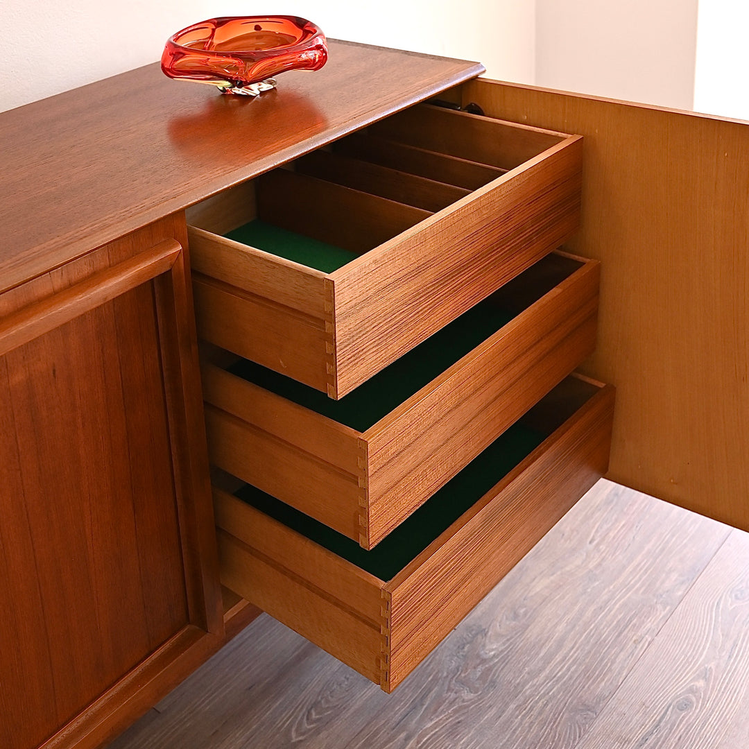 Mid Century Teak Sideboard Buffet Credenza by Burgess