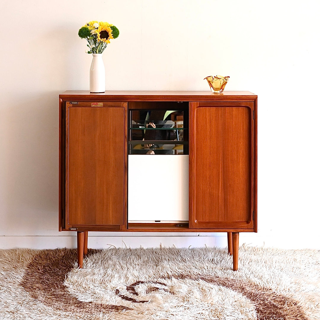 Mid Century Teak Sideboard Buffet Bar Cabinet by Chiswell