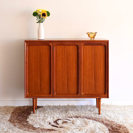 Mid Century Teak Sideboard Buffet Bar Cabinet by Chiswell