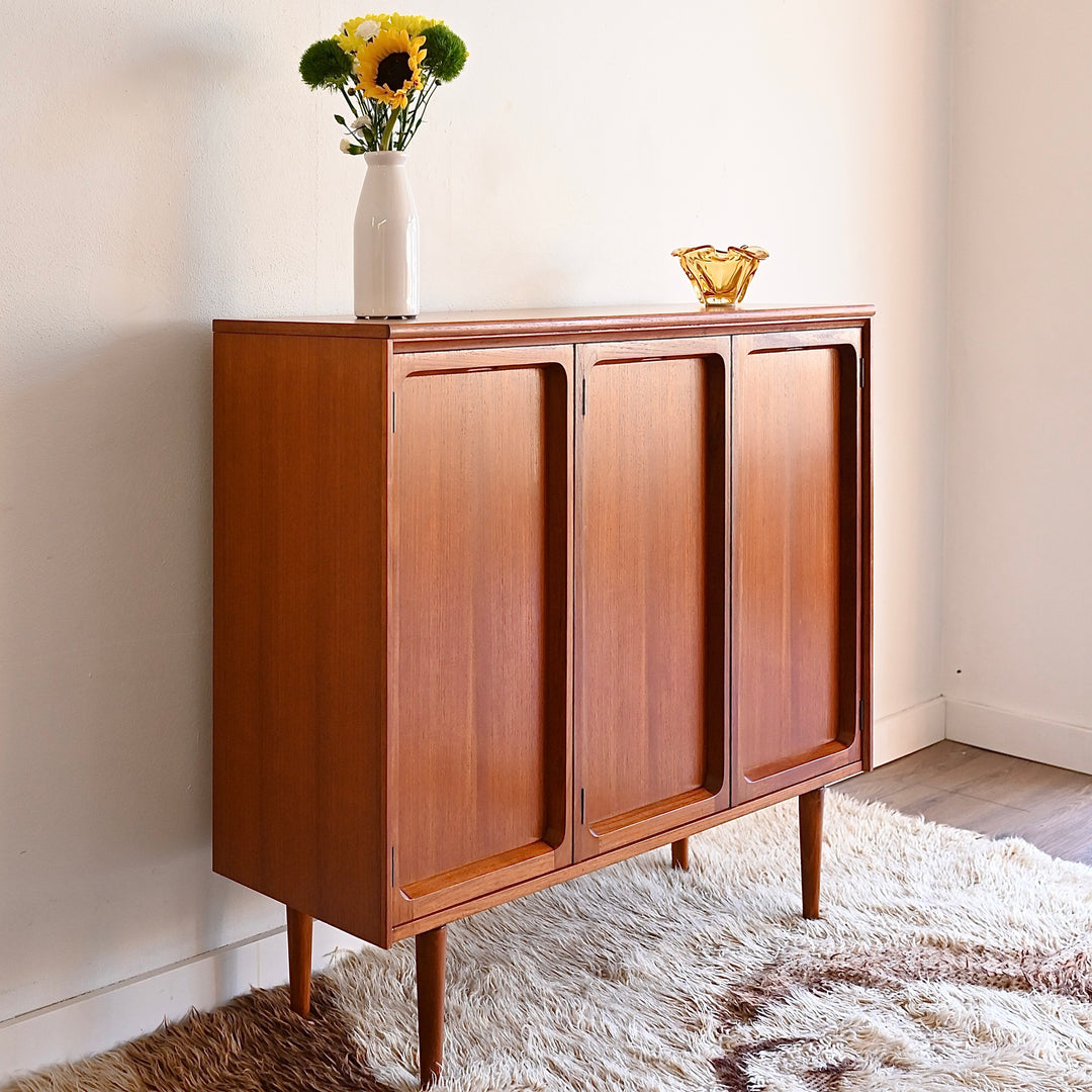 Mid Century Teak Sideboard Buffet Bar Cabinet by Chiswell