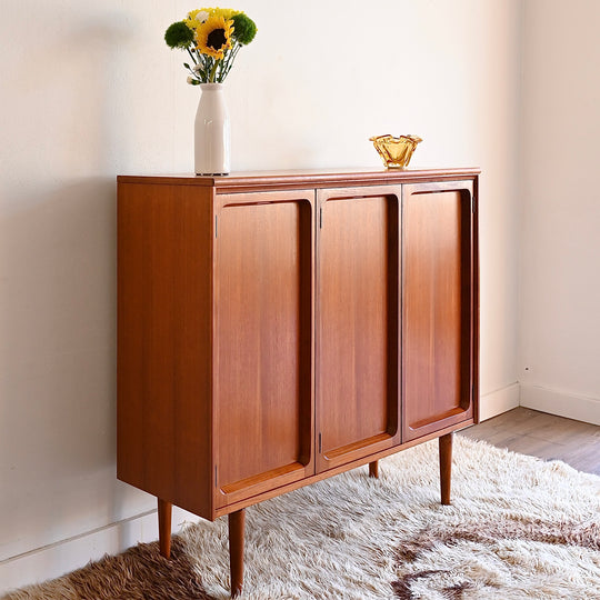 Mid Century Teak Sideboard Buffet Bar Cabinet by Chiswell