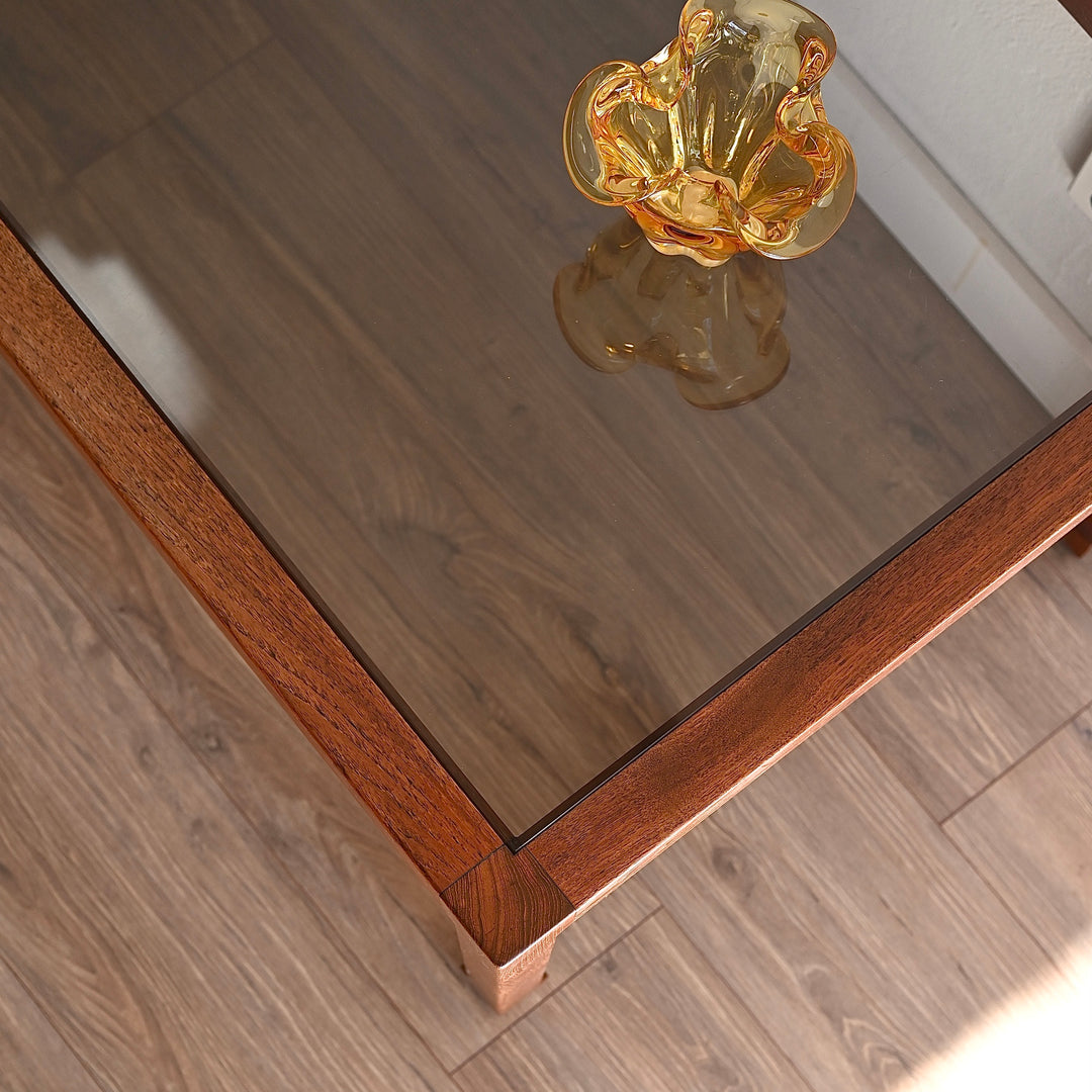Mid Century Teak Smoked Glass Large Coffee Table by Chiswell