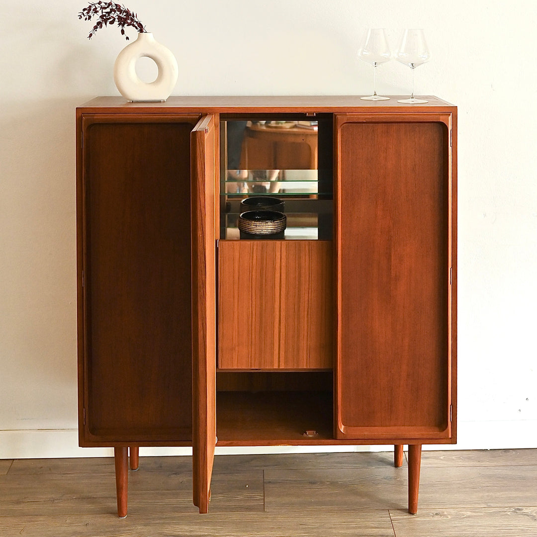 Mid Century Teak Sideboard Buffet Bar Cabinet by Chiswell