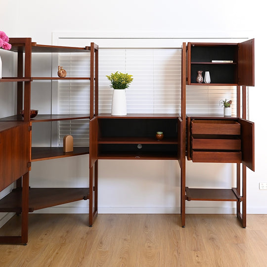 Modular Jarrah wall unit, designed by Charles Catt for Catt furniture circa 1970s