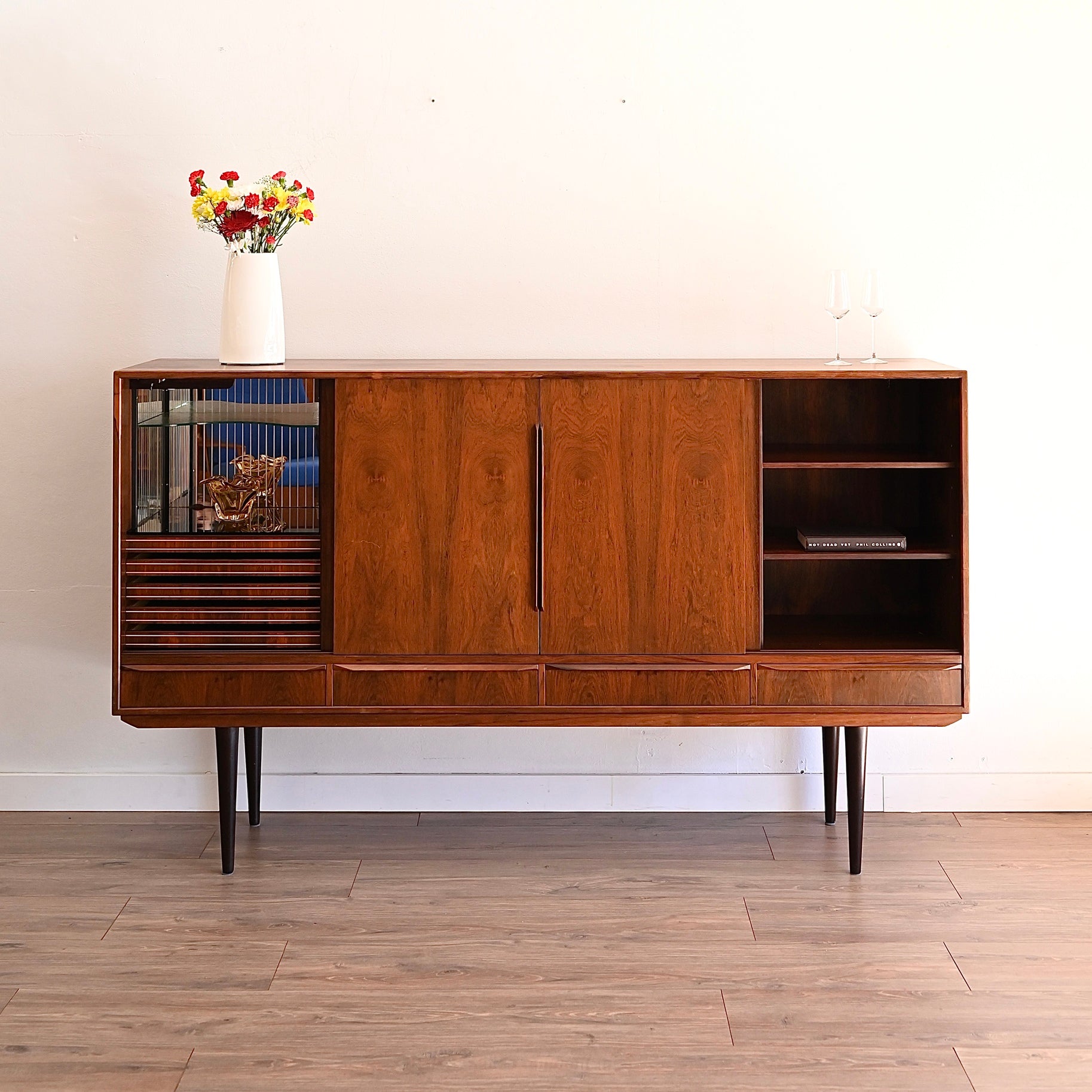 Mid Century Danish Rosewood Sideboard Highboard Credenza