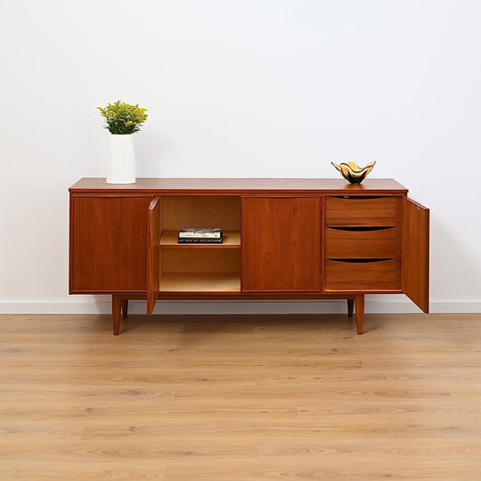Mid Century Teak Sideboard Buffet LP Record Cabinet by Burgess