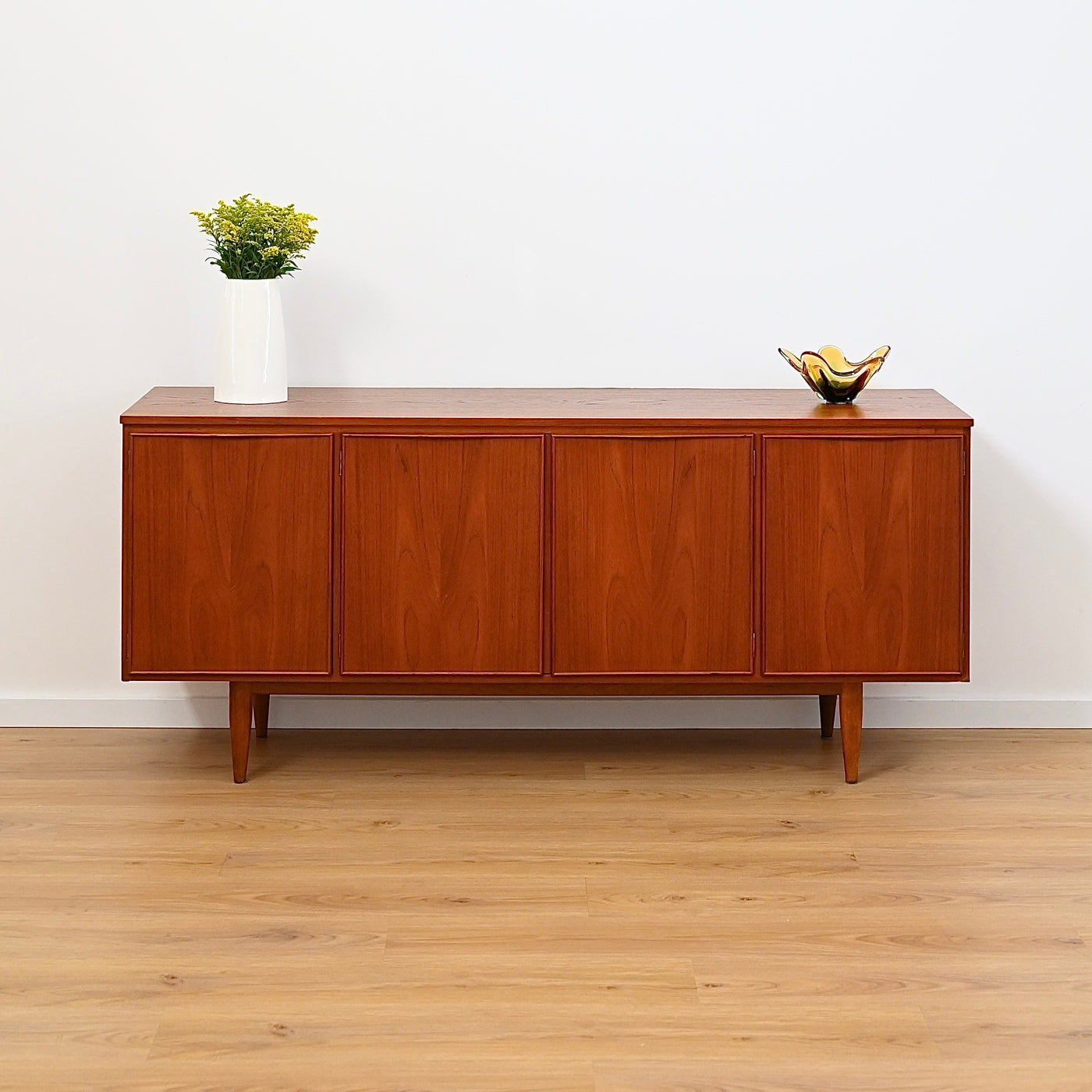 Mid Century Teak Sideboard Buffet LP Record Cabinet by Burgess