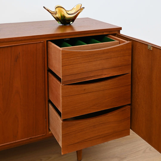 Mid Century Teak Sideboard Buffet LP Record Cabinet by Burgess