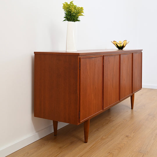 Mid Century Teak Sideboard Buffet LP Record Cabinet by Burgess