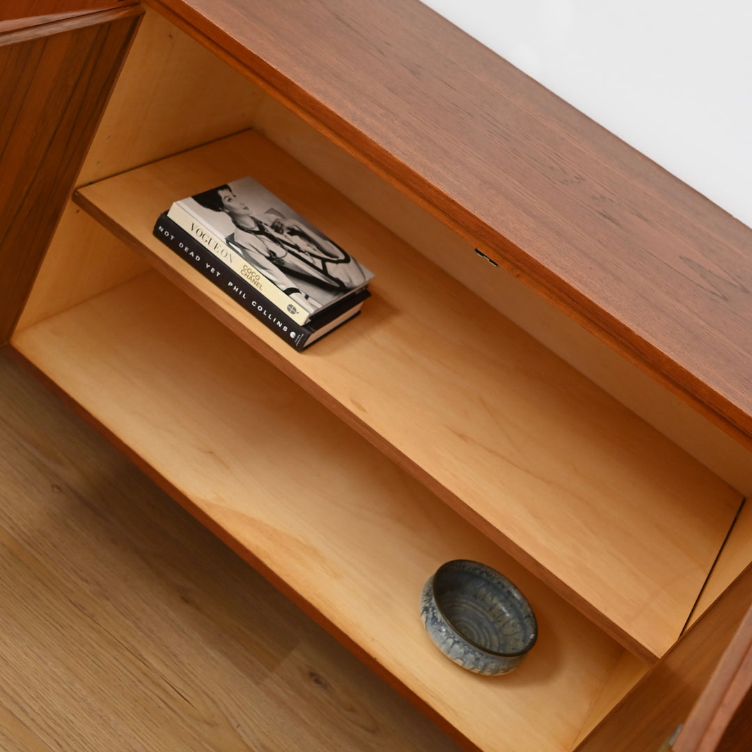 Mid Century Teak Sideboard Buffet LP Record Cabinet by Burgess