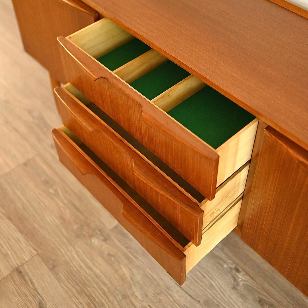 Mid Century Teak Sideboard Buffet LP Record Cabinet by Elite