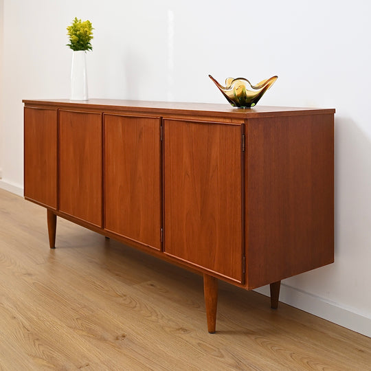 Mid Century Teak Sideboard Buffet LP Record Cabinet by Burgess