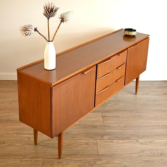 Mid Century Teak Sideboard Buffet LP Record Cabinet by Elite