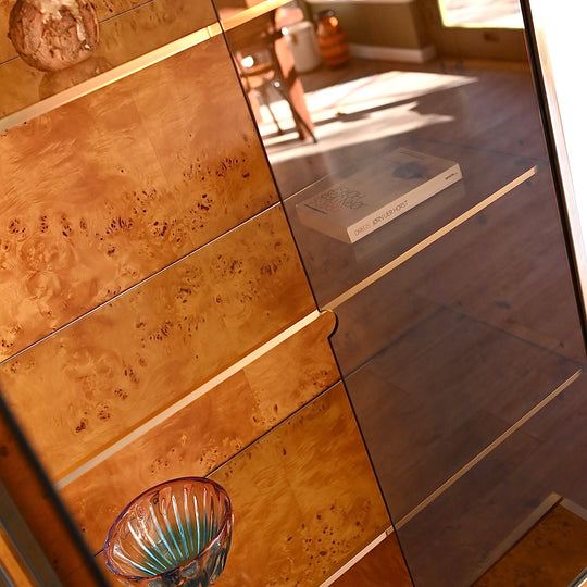 1970s Italian Burl Wood Modular Wall Unit