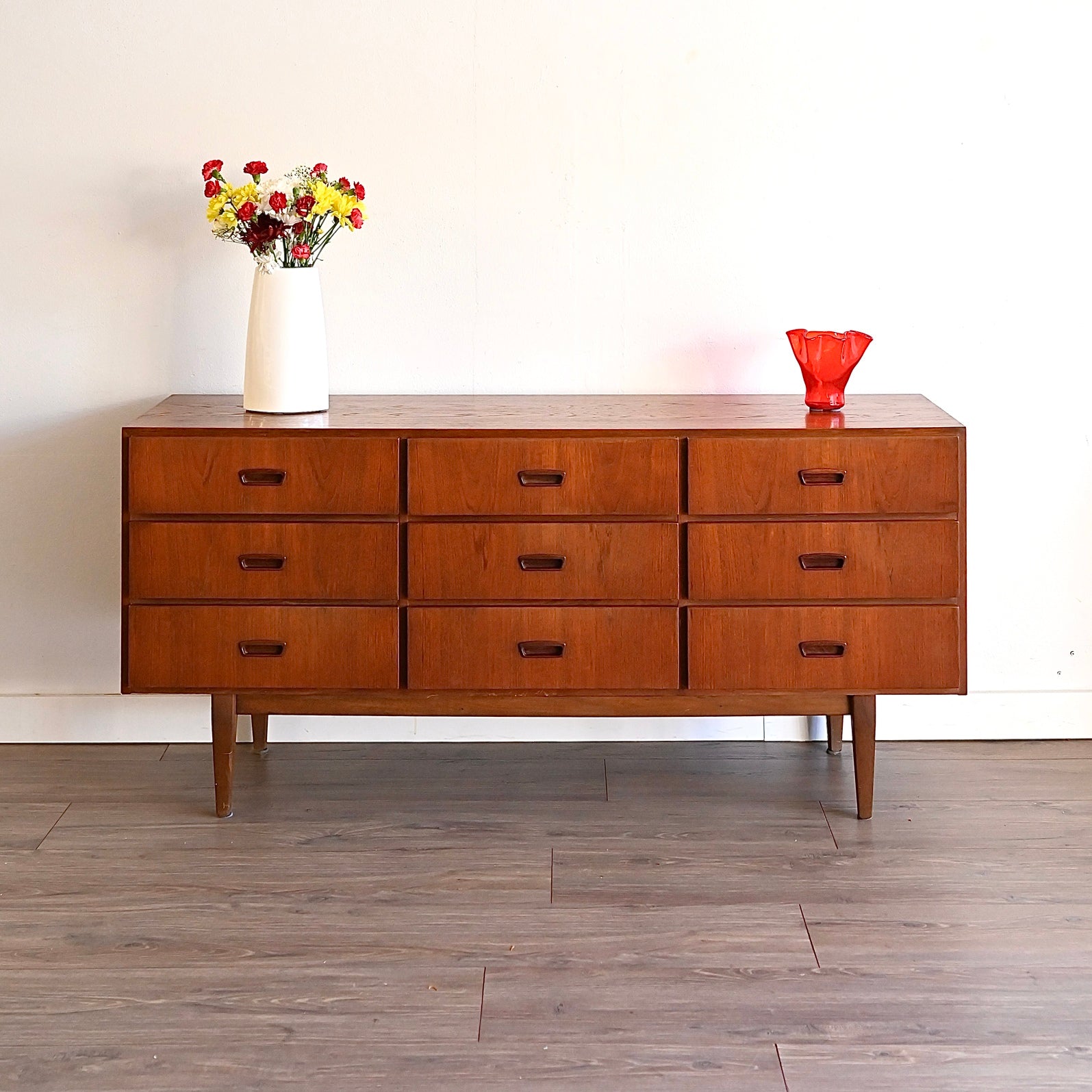 Mid Century Teak Sideboard Dresser Drawers Low Boy