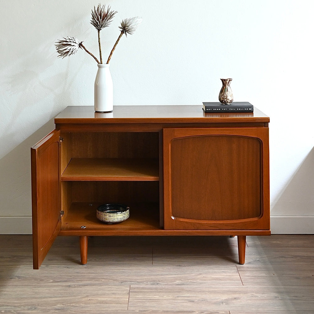 Mid Century Walnut Sideboard LP Record Cabinet by Noblett