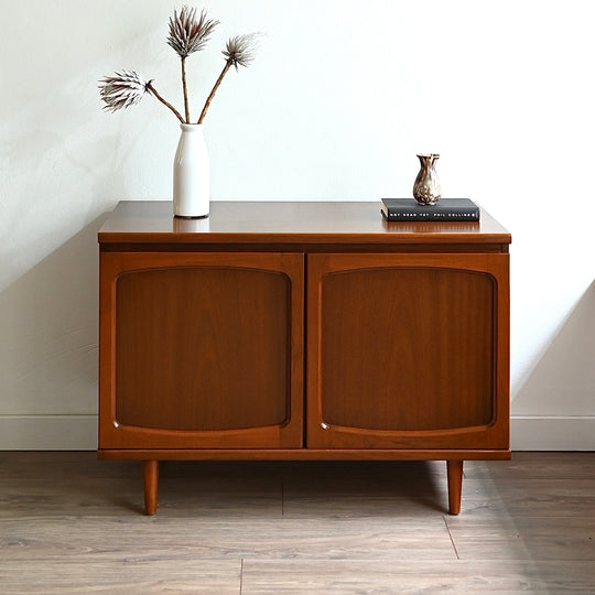 Mid Century Walnut Sideboard LP Record Cabinet by Noblett