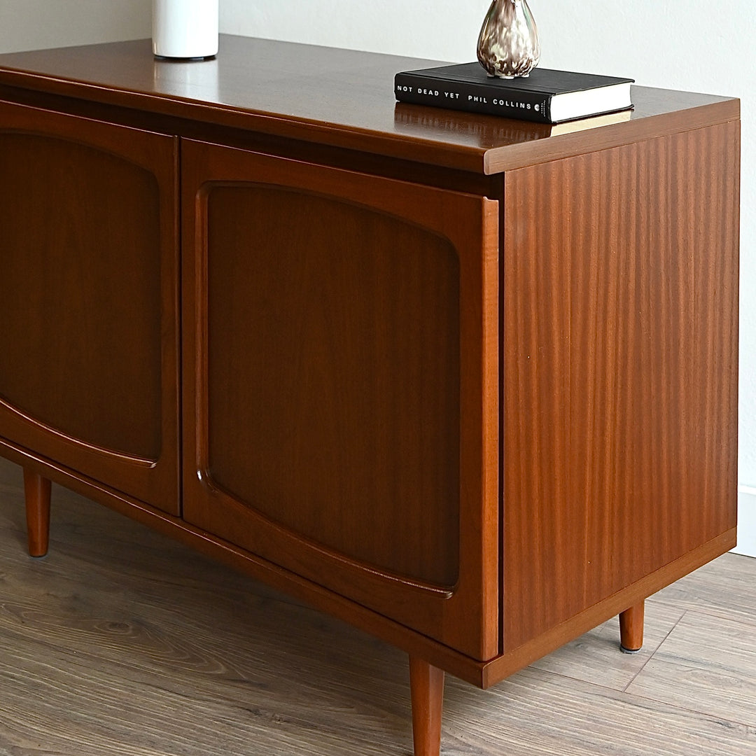 Mid Century Walnut Sideboard LP Record Cabinet by Noblett