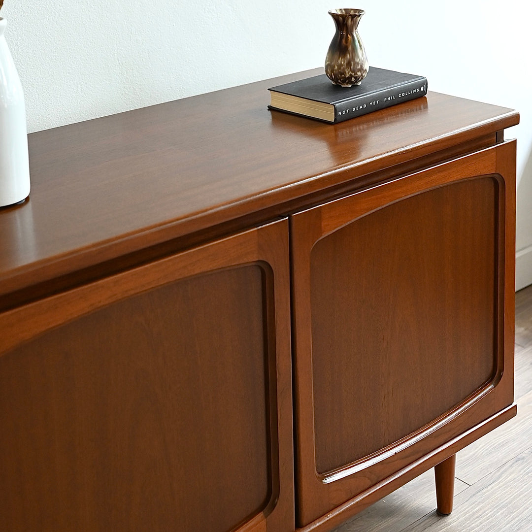 Mid Century Walnut Sideboard LP Record Cabinet by Noblett