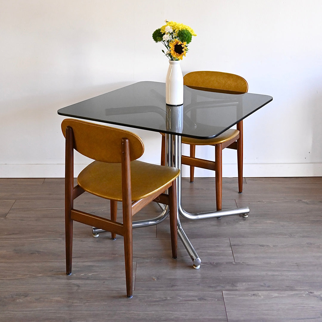 Retro 1970s Chrome and Smoked Glass Dining Table - square or round