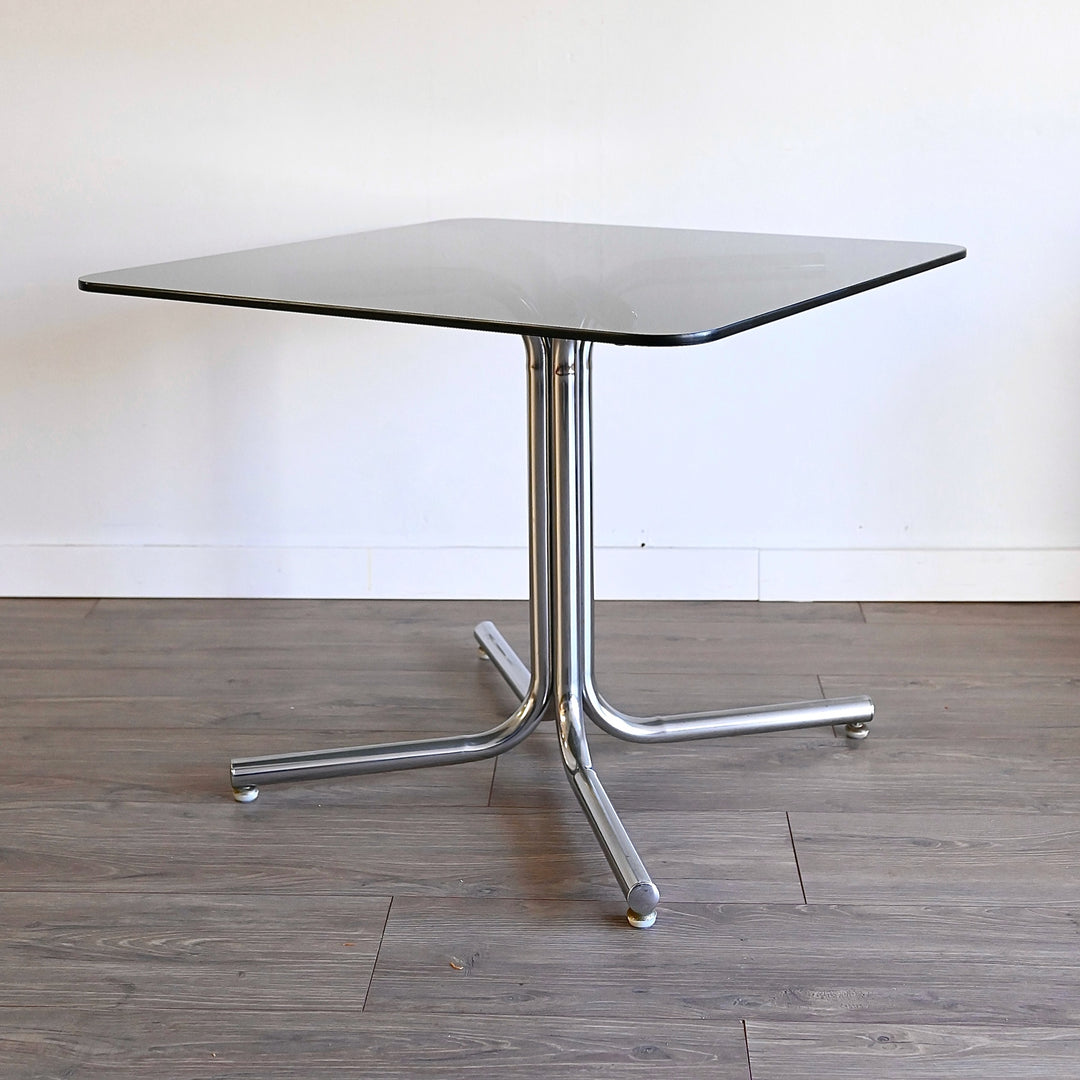 Retro 1970s Chrome and Smoked Glass Dining Table - square or round