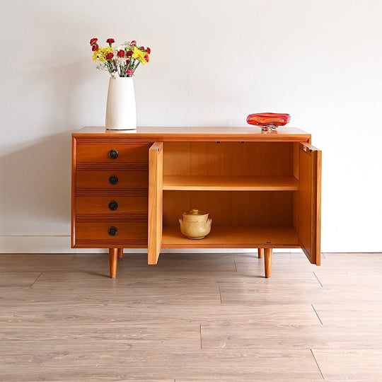 Mid Century Teak Sideboard LP Record Cabinet with Drawers by Chiswell