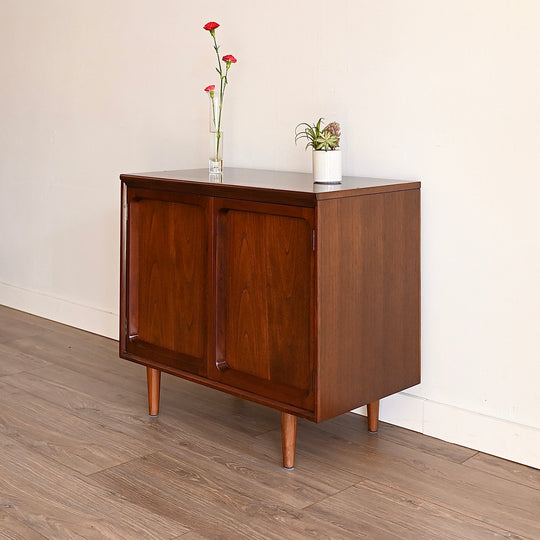 Mid Century Walnut Sideboard LP Record Cabinet by Chiswell
