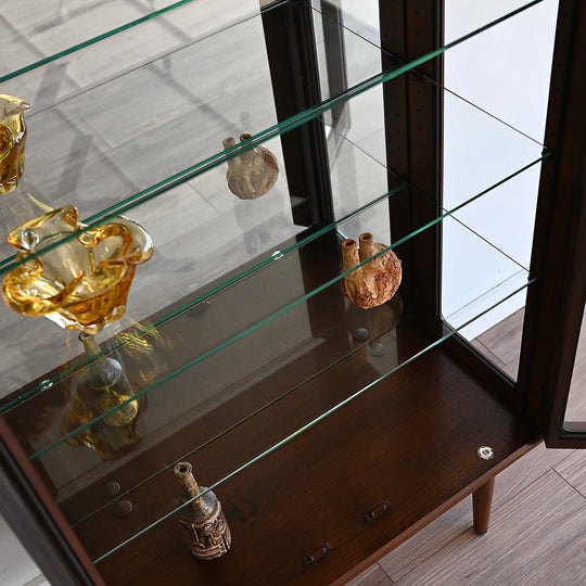 Mid Century Walnut Sideboard Display China Cabinet by Chiswell