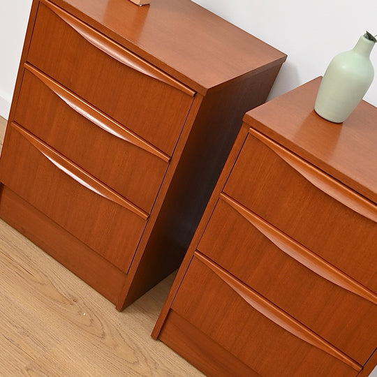 Pair Mid Century Teak Bedside Tables by Reliance Furniture