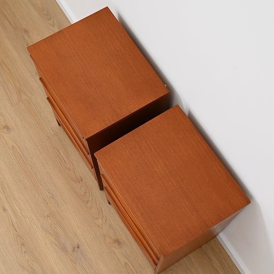 Pair Mid Century Teak Bedside Tables by Reliance Furniture