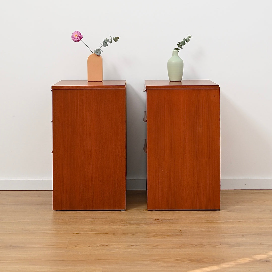Pair Mid Century Teak Bedside Tables by Reliance Furniture