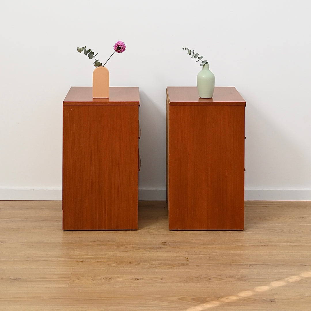 Pair Mid Century Teak Bedside Tables by Reliance Furniture