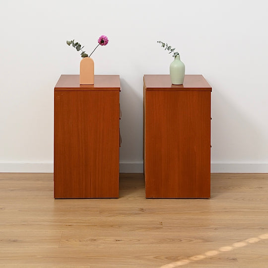 Pair Mid Century Teak Bedside Tables by Reliance Furniture