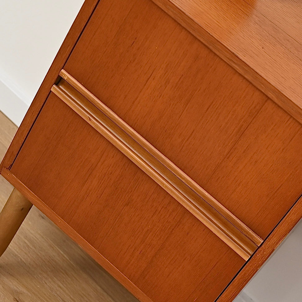 Pair Mid Century Teak Bedside Tables by Reliance Furniture