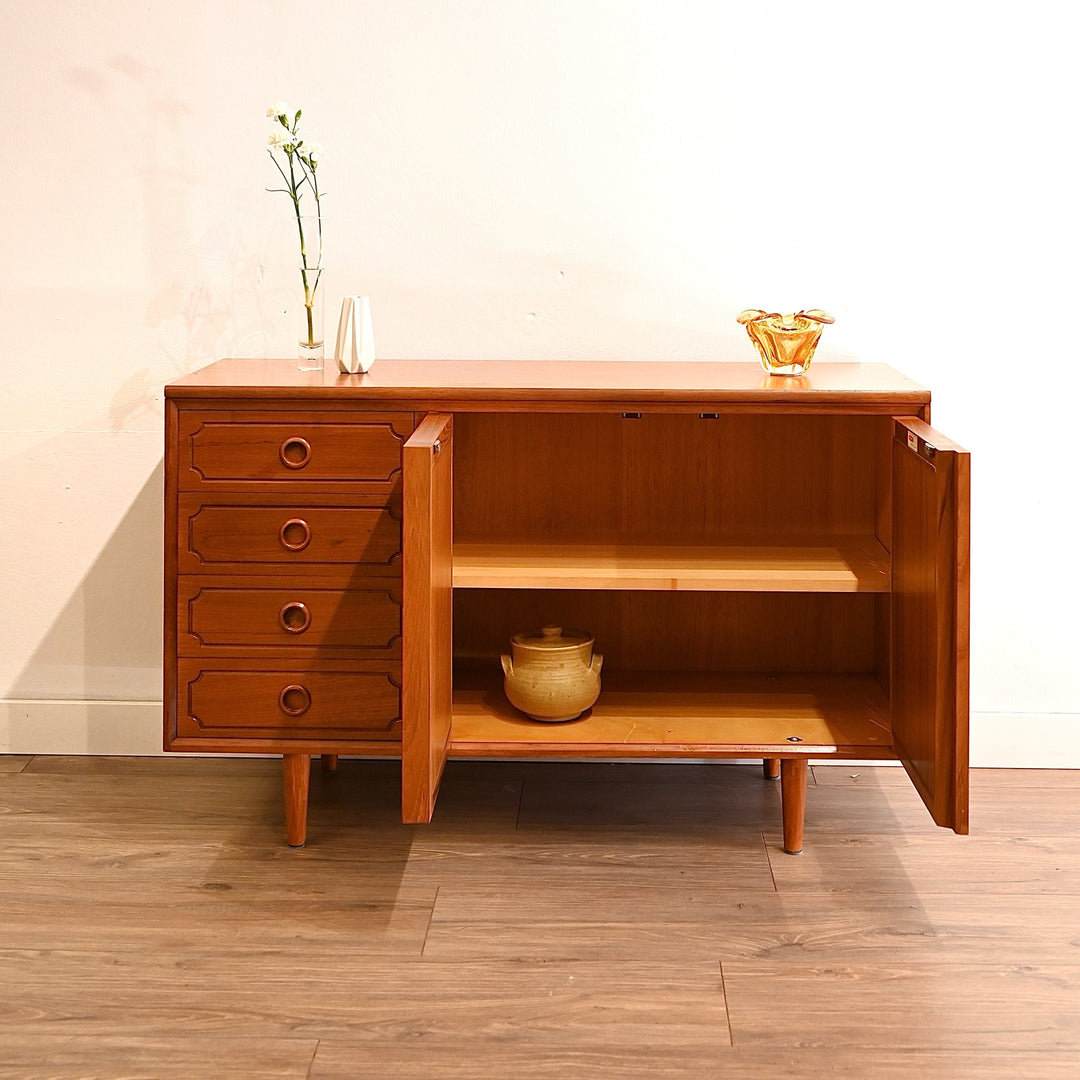 Mid Century Teak Sideboard LP Record Cabinet with Drawers by Chiswell