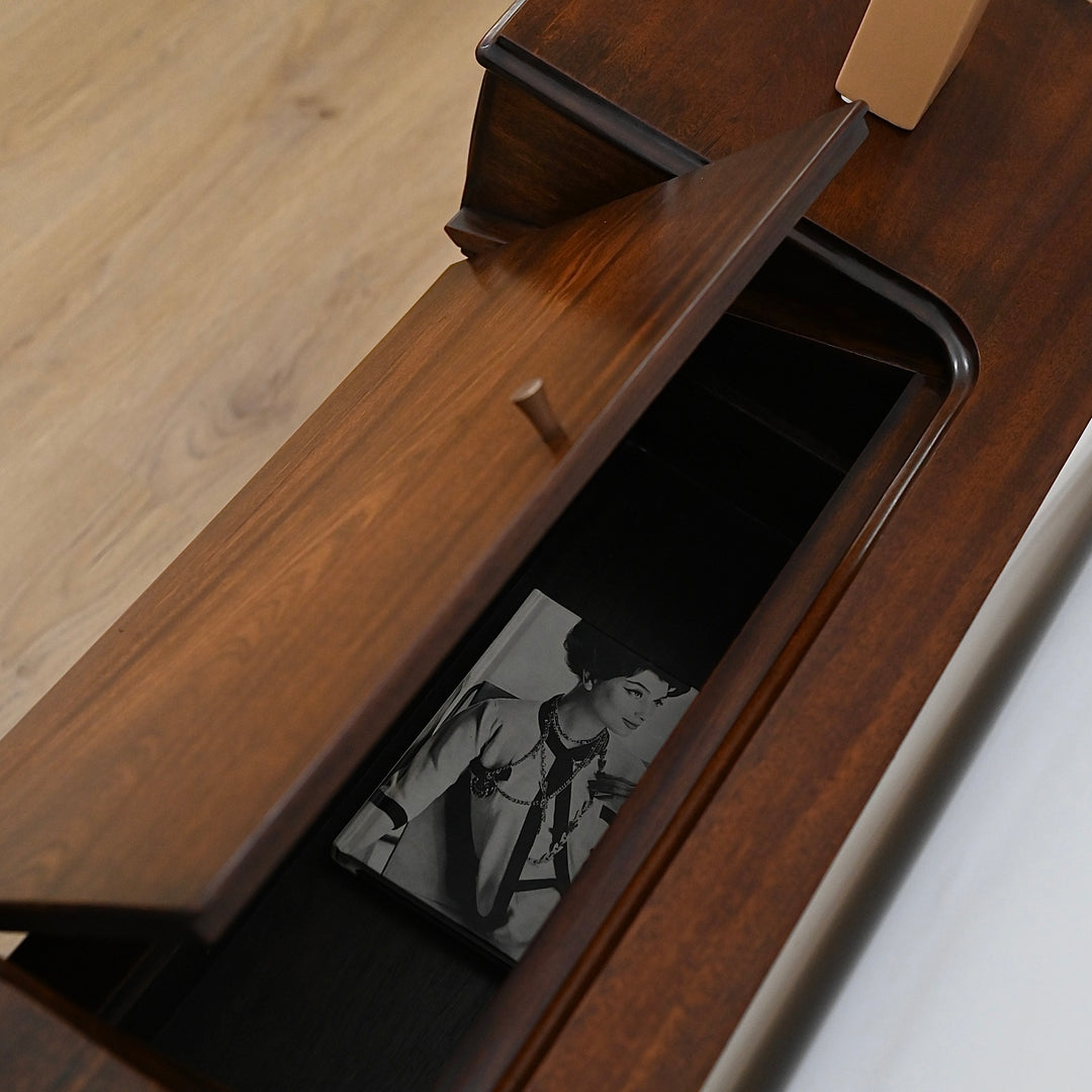 Mid Century Solid Rosewood Bespoke (Danish) Fold Out Desk / Console Table / Dresser