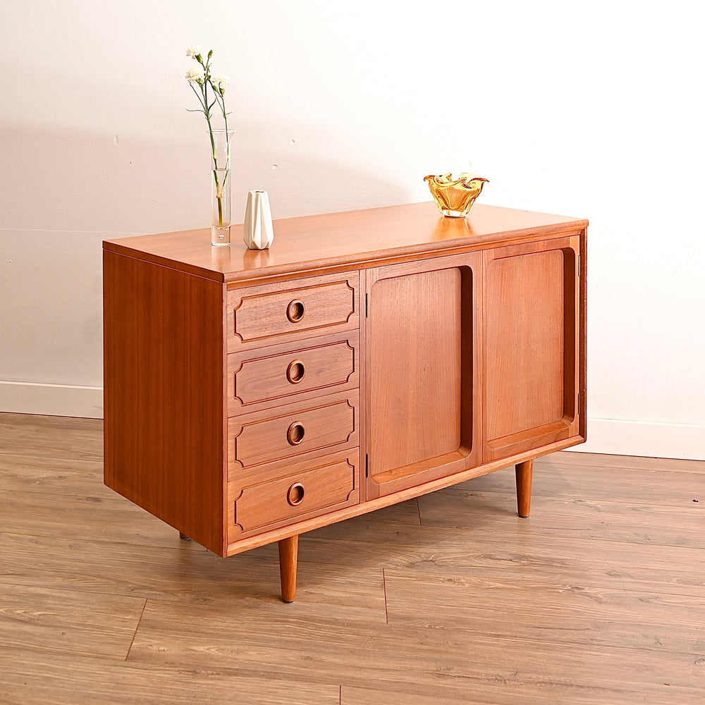 Mid Century Teak Sideboard LP Record Cabinet with Drawers by Chiswell