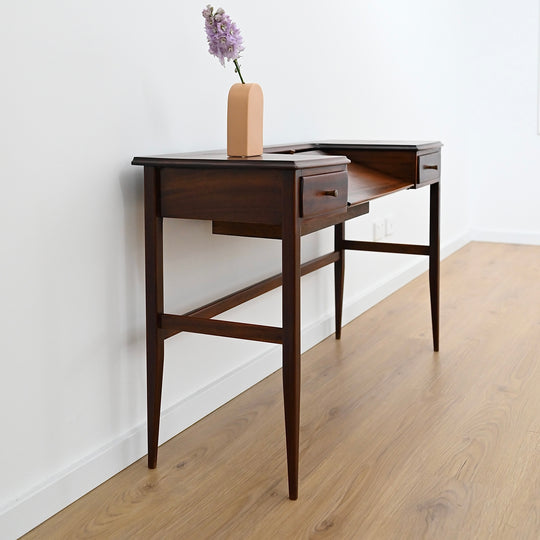 Mid Century Solid Rosewood Bespoke (Danish) Fold Out Desk / Console Table / Dresser