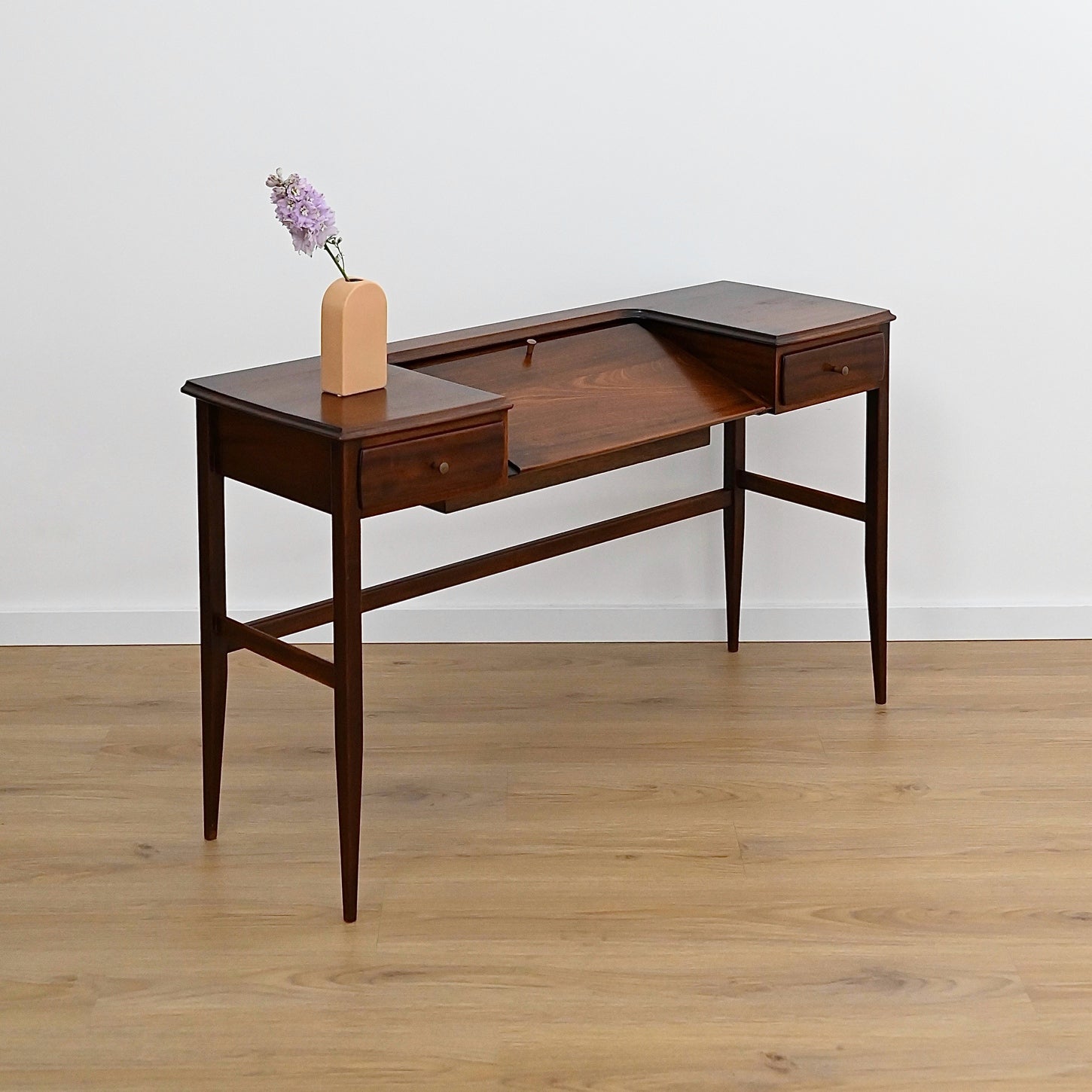 Mid Century Solid Rosewood Bespoke (Danish) Fold Out Desk / Console Table / Dresser 