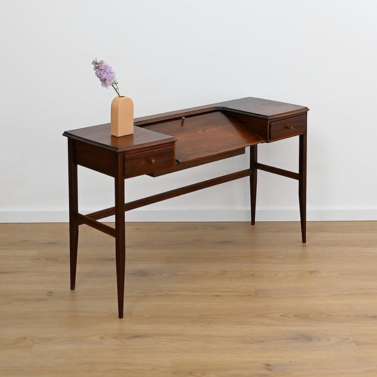 Mid Century Solid Rosewood Bespoke (Danish) Fold Out Desk / Console Table / Dresser