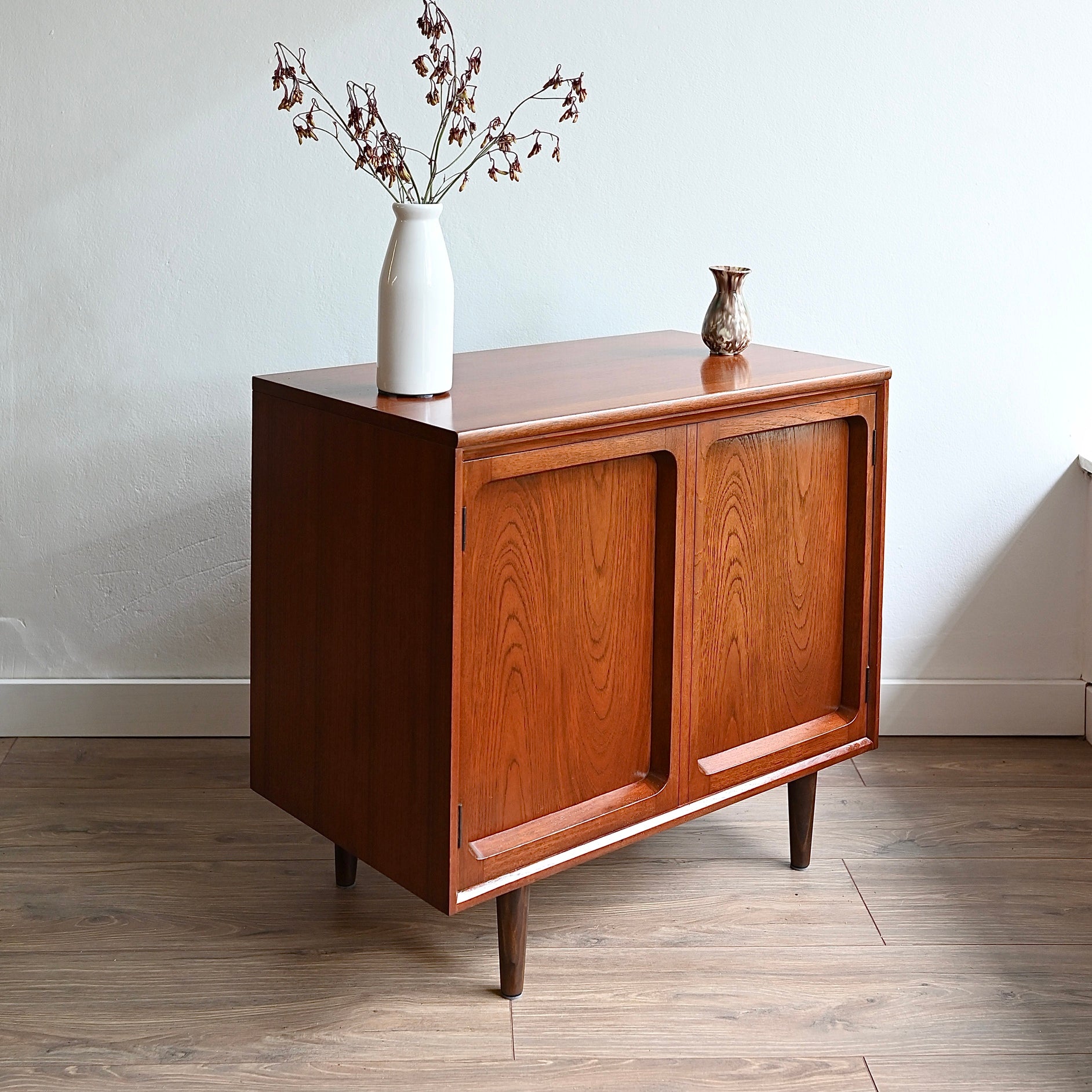 Mid Century Walnut Sideboard LP Record Cabinet by Chiswell