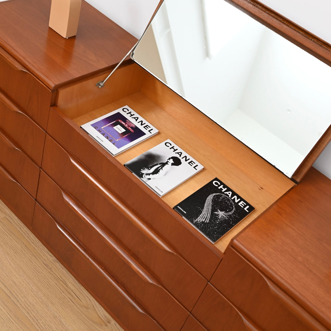 Large Teak Mid Century Dresser Drawers by Reliance Furniture