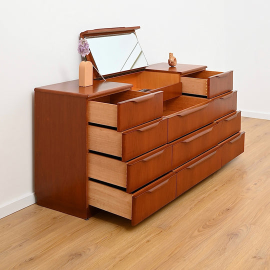 Large Teak Mid Century Dresser Drawers by Reliance Furniture