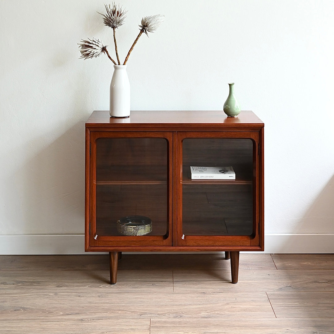 Mid Century Walnut Sideboard Display Cabinet by Chiswell