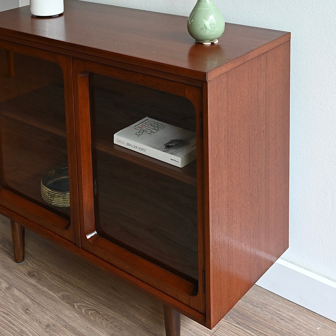 Mid Century Walnut Sideboard Display Cabinet by Chiswell