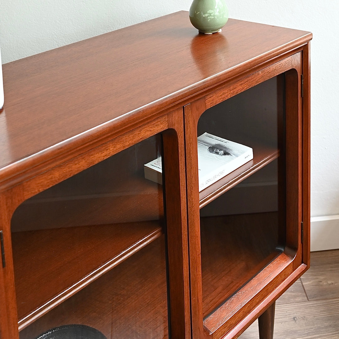 Mid Century Walnut Sideboard Display Cabinet by Chiswell